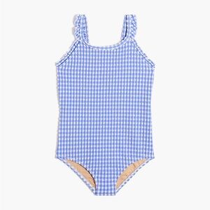 NWT J.Crew Girls’ Seersucker Ruffle One-Piece Swimsuit Size 6-7
